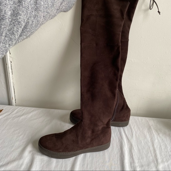 Stuart Weitzman Dark Brown Stretch Suede Over The Knee Boots - Picture 13 of 15